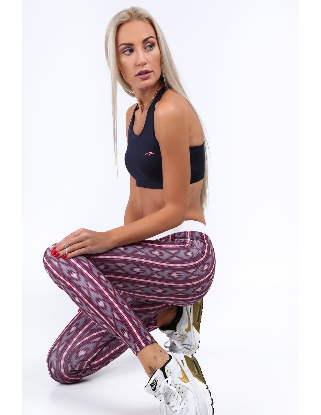 Pink sports leggings with patterns MR11514 - Online store - Boutique